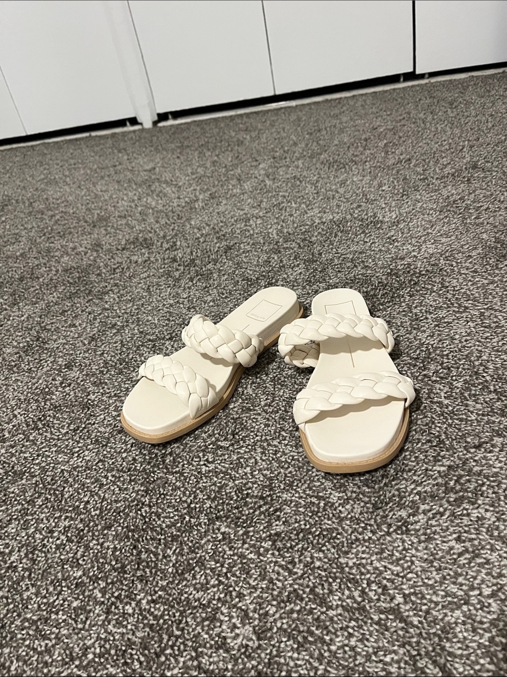 Dolce Vita Braided Double-Strap Slide Sandals in Cream